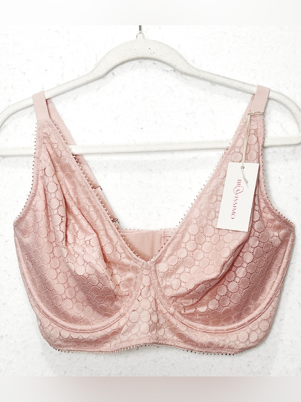 Bravissimo Saffie Bra NWT Pale Pink Lace 38GG Full Bust Underwire Plus Size